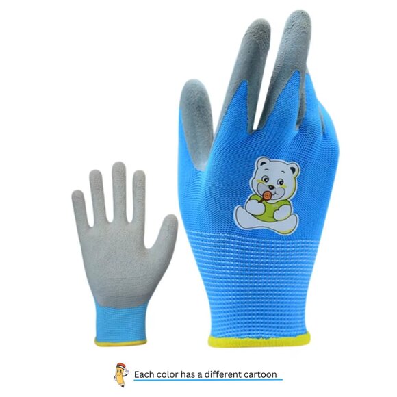 Paknada Kids Garden Gloves 3Pair Latex Coated Pink Yellow Blue Anti-Slip Cartoon - Picture 10 of 11